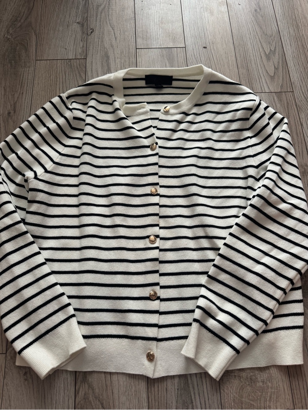 Zara Cream and Black Striped Button Cardigan